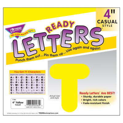Yellow 4" Casual Uppercase Ready Letters®, 6 Packs
