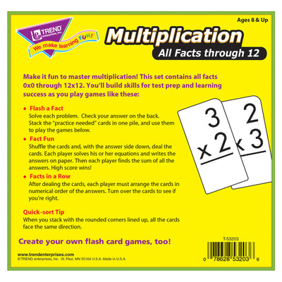 Multiplication 0-12 All Facts Skill Drill Flash Cards