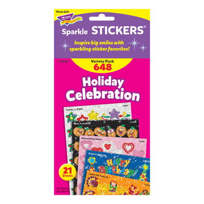 Holiday Celebration Sparkle Stickers® Variety Pack, 648 Per Pack, 2 Packs