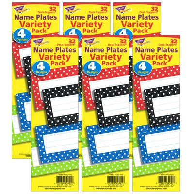 Polka Dots Desk Toppers® Name Plates Variety Pack, 32 Per Pack, 6 Packs