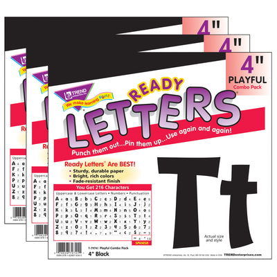 Black 4" Playful Combo Ready Letters®, 3 Packs
