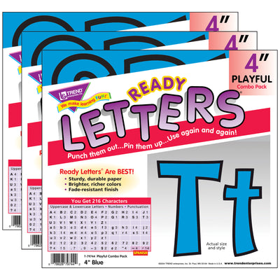 Blue 4" Playful Combo Ready Letters®, 3 Packs