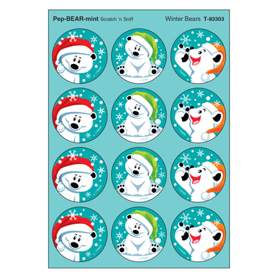 Winter Bears-PepBEARmint Stinky Stickers®, 48 Per Pack, 6 Packs