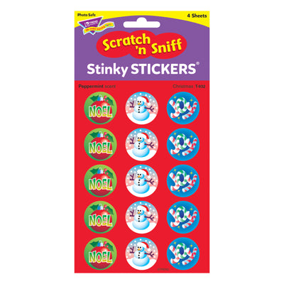 Christmas-Peppermint Stinky Stickers®, 60 Per Pack, 6 Packs