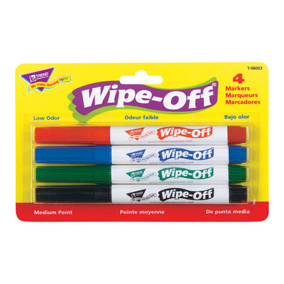 4-Pack Standard Colors Wipe-Off® Markers, 3 Packs