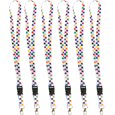 Colorful Paw Print Lanyard, Pack of 6