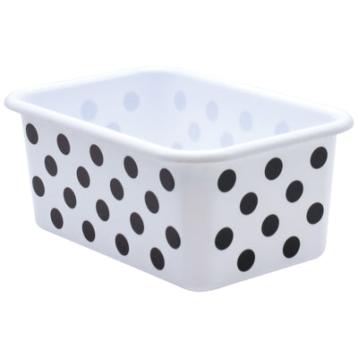 Black Polka Dots on White Small Plastic Storage Bin, Pack of 3