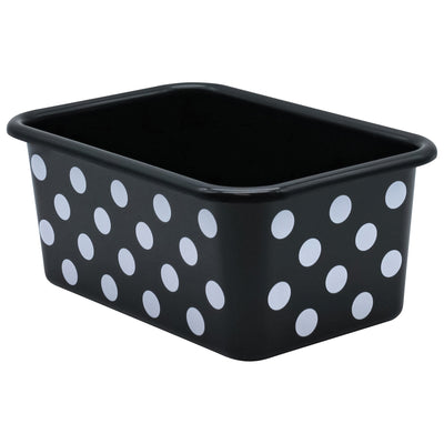 White Polka Dots on Black Small Plastic Storage Bin, Pack of 3