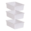 White Large Plastic Storage Bin, Pack of 3