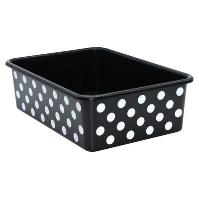 White Polka Dots on Black Large Plastic Storage Bin, Pack of 3