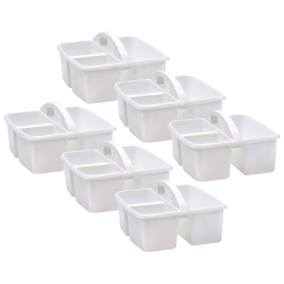 White Plastic Storage Caddy, Pack of 6