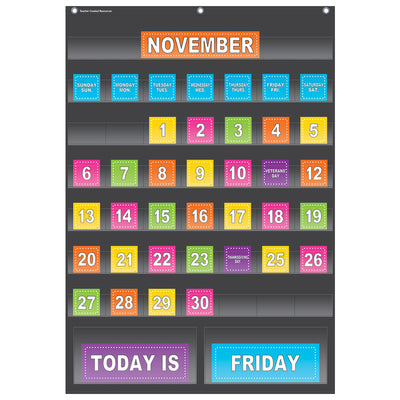 Black Calendar Pocket Chart (25" x 36")