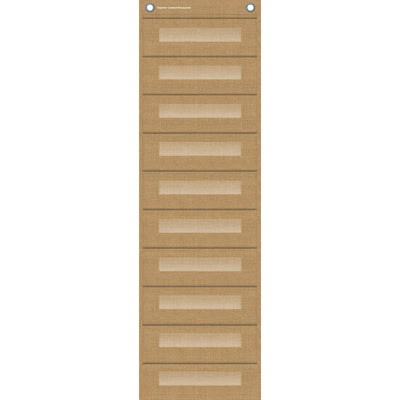 File Storage Pocket Chart, 10 Pockets, Burlap Design, 14" x 58"
