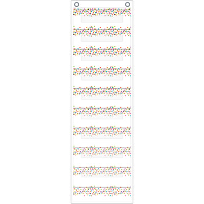 File Storage Pocket Chart, 10 Pockets, Confetti, 14" x 58"