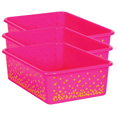 Pink Confetti Large Plastic Storage Bin, Pack of 3