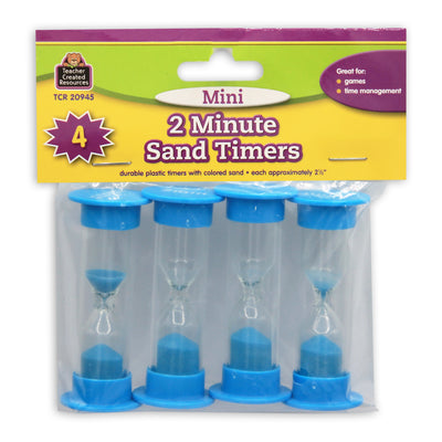 2 Minute Sand Timers, Mini, 4 Per Pack, 6 Packs