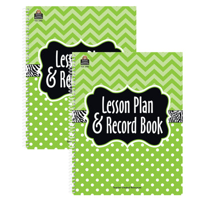 Lime Chevrons and Dots Lesson Plan & Record Book, Pack of 2