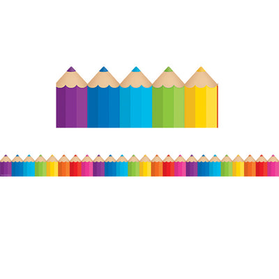 Colored Pencils Die-Cut Border Trim, 35 Feet Per Pack, 6 Packs
