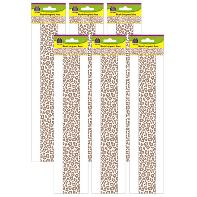 Blush Leopard Print Straight Border Trim, 35 Feet Per Pack, 6 Packs