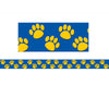 Blue with Gold Paw Prints Border Trim, 35 Feet Per Pack, 6 Packs