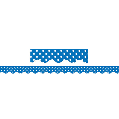 Blue Mini Polka Dots Border Trim, 35 Feet Per Pack, 6 Packs