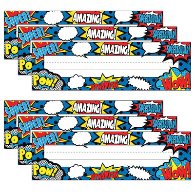 Superhero Flat Name Plates, 36 Per Pack, 6 Packs
