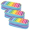 Colorful Stripes Pencil Case, Pack of 3