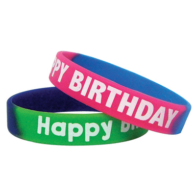Fancy Happy Birthday Two-Toned Wristband Pack, 10 Per Pack, 3 Packs