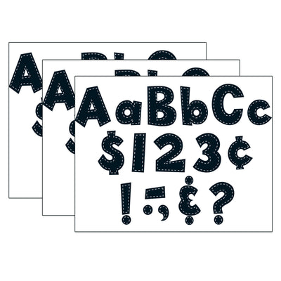 4" Fun Font Letters, Black Stitch, 160 Pieces Per Pack, 3 Packs