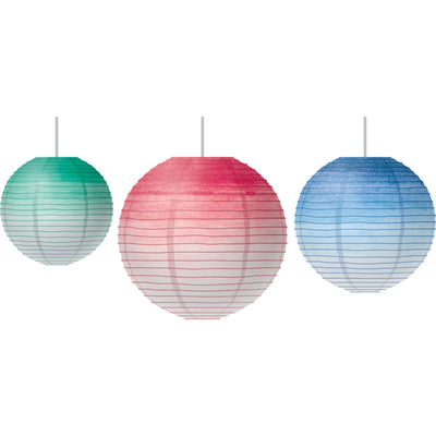 Watercolor Hanging Paper Lanterns, Assorted Colors & Sizes, 3 Per Pack, 3 Packs