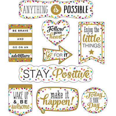 Clingy Thingies® Confetti Positive Sayings Accents, 10 Pieces Per Pack, 2 Packs