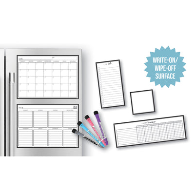 Black & White Dry-Erase Magnetic Calendar Set