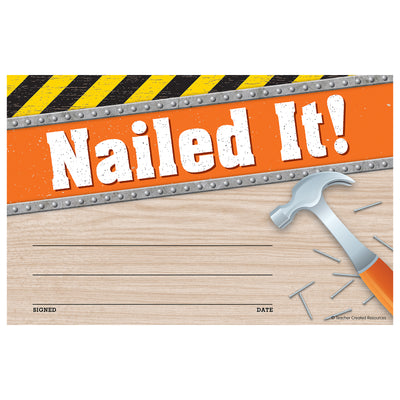 Under Construction Nailed It Awards, 30 Per Pack, 6 Packs