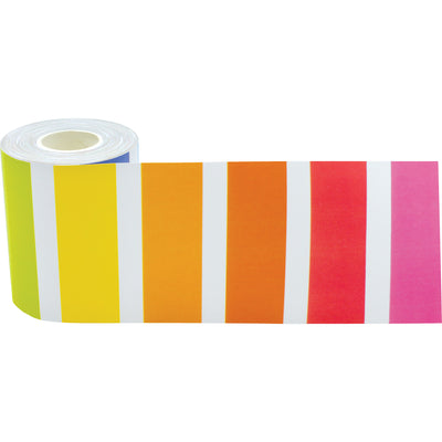 Colorful Stripes Straight Rolled Border Trim, 50 Feet Per Roll, Pack of 3