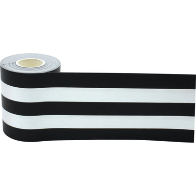 Black & White Stripes Straight Rolled Border Trim, 50 Feet Per Roll, Pack of 3