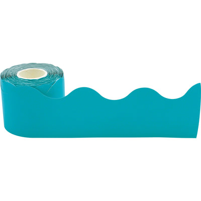 Teal Scalloped Rolled Border Trim, 50 Feet Per Roll, Pack of 3