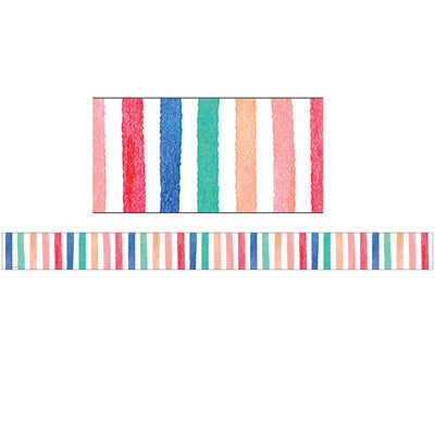 Watercolor Stripes Border Trim, 35 Feet Per Pack, 6 Packs