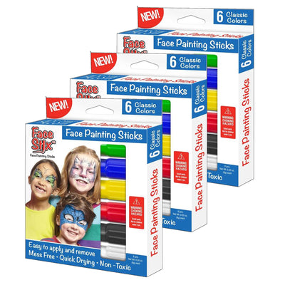 Face Painting Sticks, 6 Colors Per Pack, 3 Packs