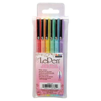 LePen® Micro-Fine Point Pen, Pastel, 6 Per Pack, 2 Packs