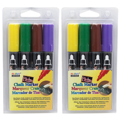 Broad Point Chalk Marker Broad Tip Set 4D, 4 Per Pack, 2 Packs