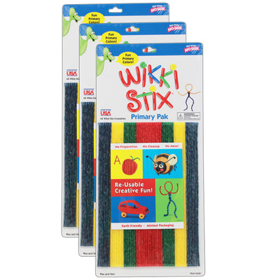 Wikki Stix®, Primary Colors, 8", 48 Per Pack, 3 Packs